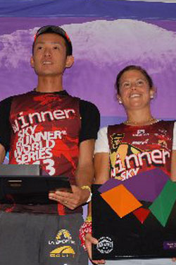Winners Toru Miyahara (La Sportiva) and Stevie Kremer (Salomon)