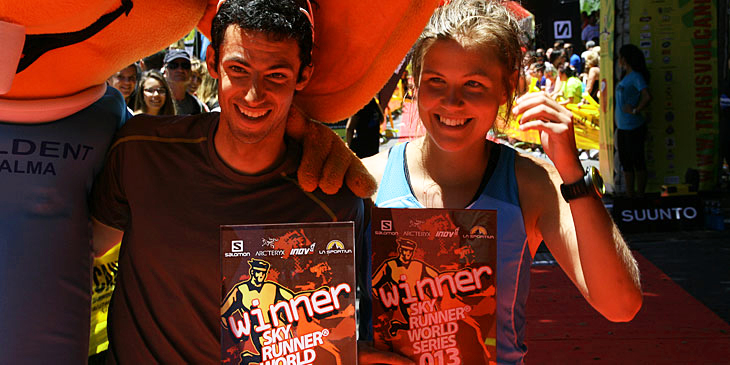 Transvulcania winners Kilian Jornet and Emelie Forsberg.  Photo © ISF