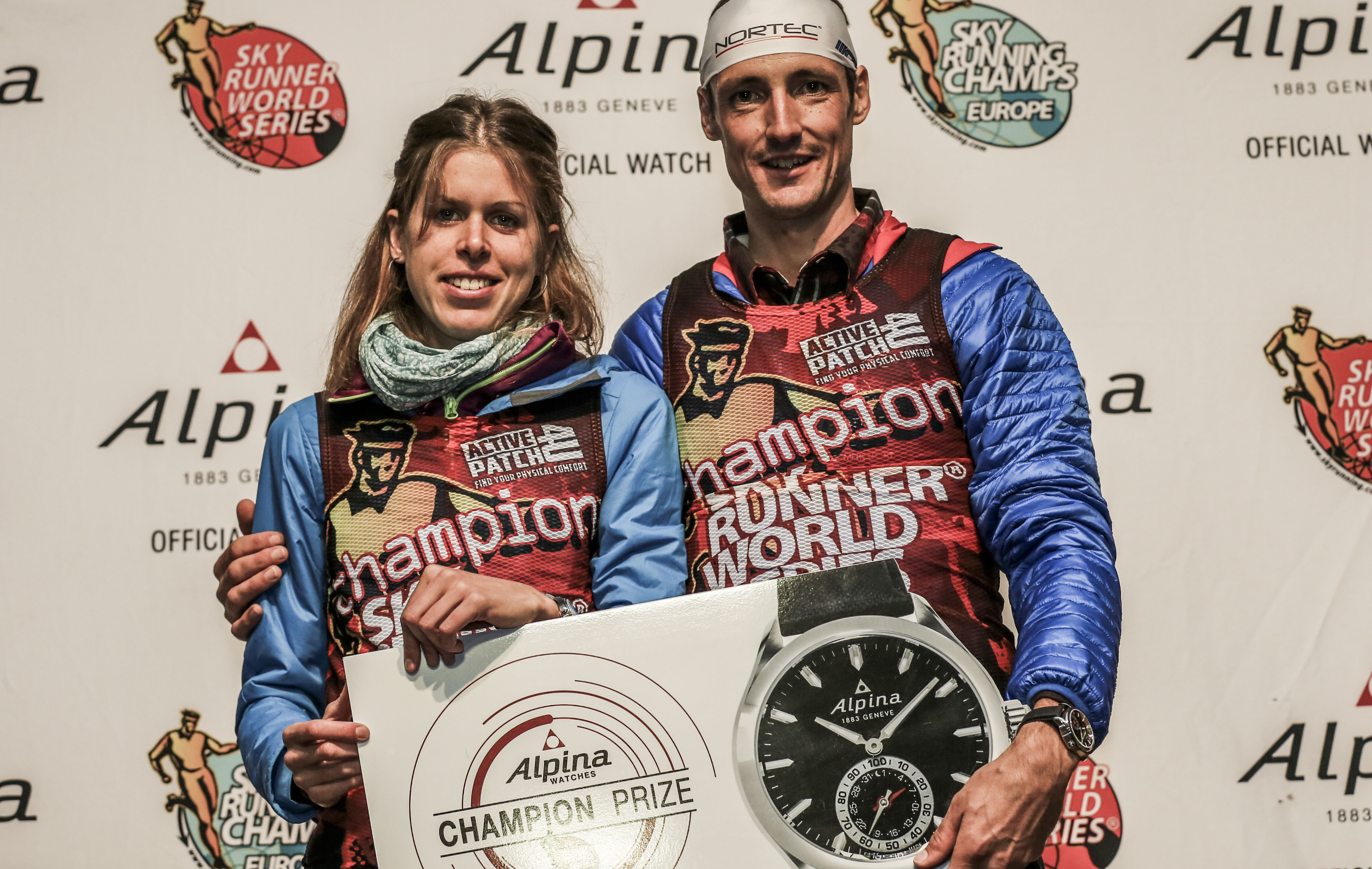 Sky Series Champions Laura Orgue & Tadei Pivk receive Alpina Smartwatch. (c)iancorless.com